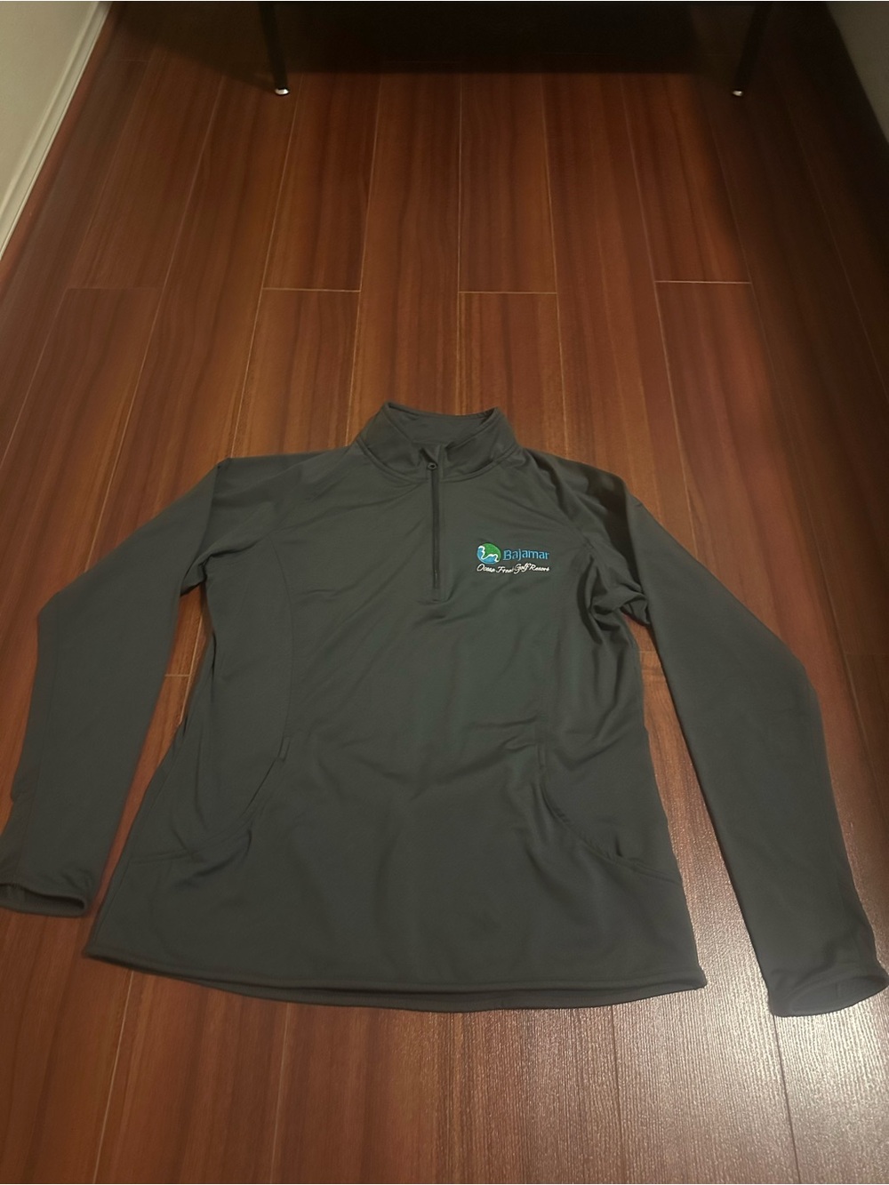 Men's Dark Gray Quarter-Zip Swim Rash Guard with Chest Logo